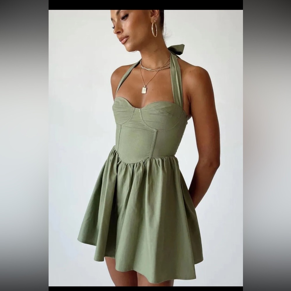 Princess Polly Lyle Mini Sage Dress (NWT)